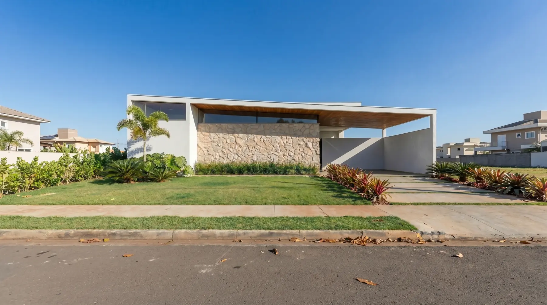 Casa térrea — Projeto arquitetônico · fachada e paisagismo